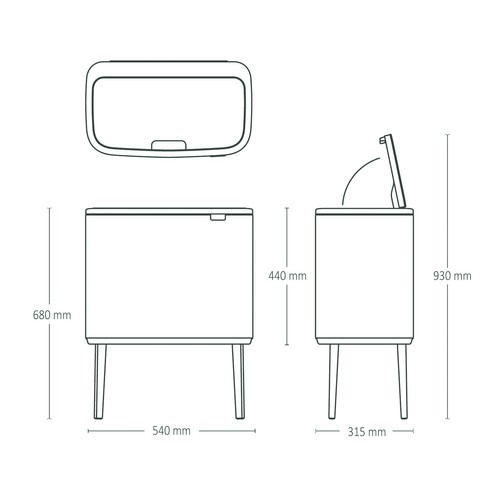 Kosz BO Touch Bin 11+23l biały BRABANTIA