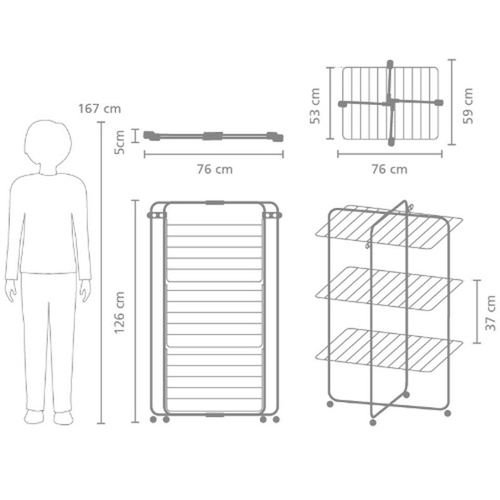 Suszarka na pranie 23m HangOn Tower czarny mat BRABANTIA