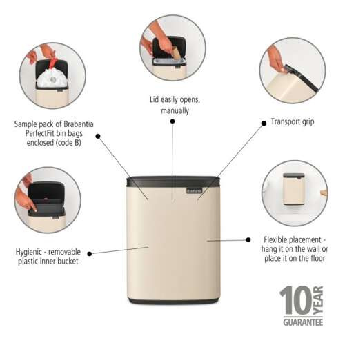 Kosz 7l Bo Soft Beige BRABANTIA