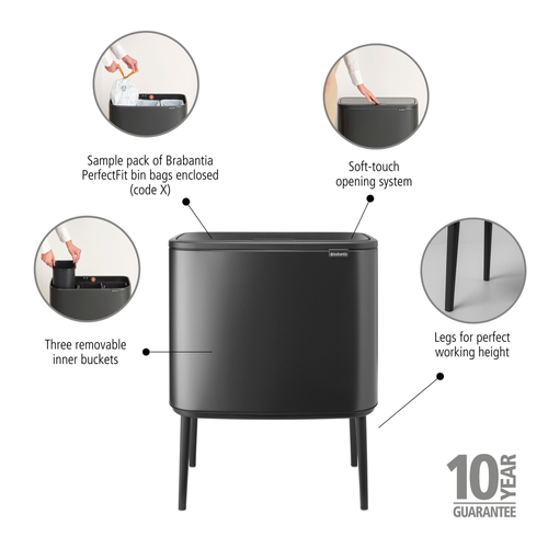 Kosz BO Touch Bin 3  x 11l Confident Grey BRABANTIA