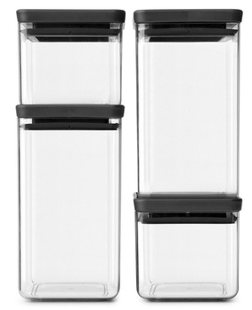 Zestaw 4 pojemników kwadratowych Tasty+ dark grey BRABANTIA