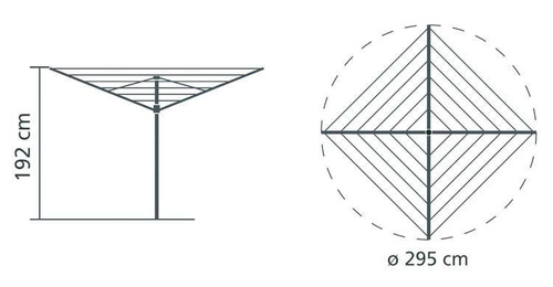 Suszarka ogrodowa Topspinner 60m (mocowanie do gruntu) Szary Metaliczny BRABANTIA